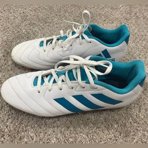 adidas White and Teal soccer cleats